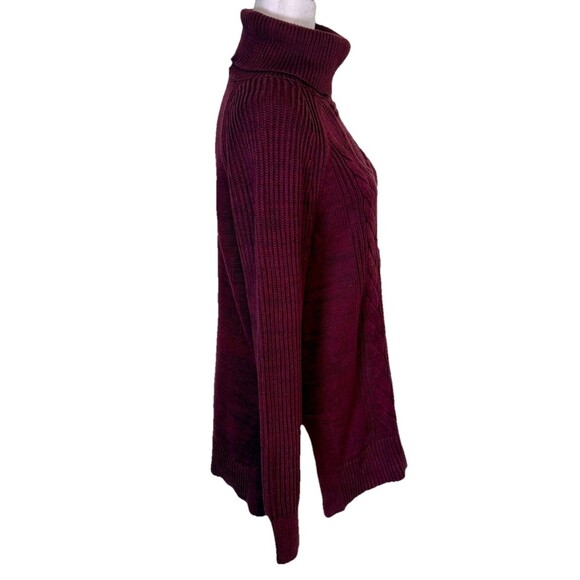 Gap Women's Burgundy Cable Knit Turtleneck Chunky Sweater Cozy Winter Cabin Sm - Picture 4 of 8